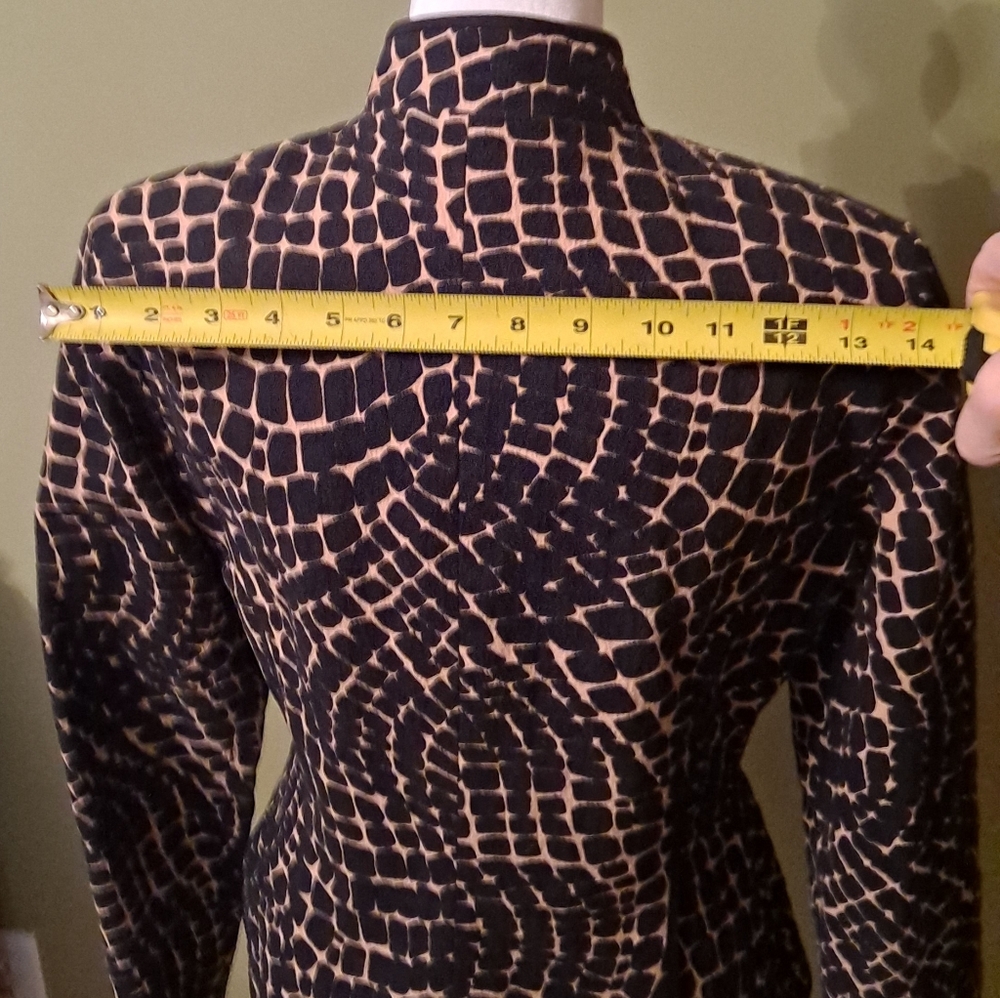 Maggy London Zip Front Brown and Beige Print Jacket Size 4 - Picture 4 of 5